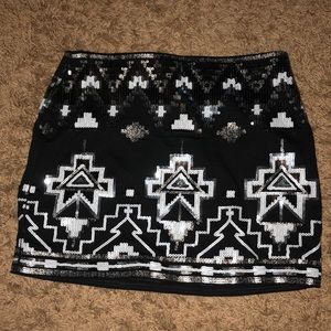 Silver white and black sequin express mini skirt